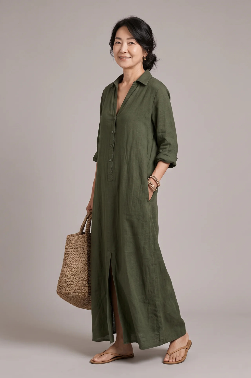 木蓮|ロングシャツワンピース
